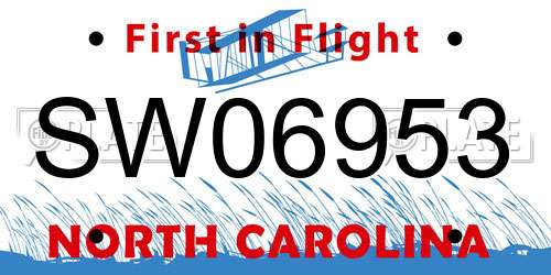 SW06953 North Carolina License Plate