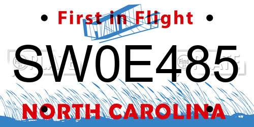 SW0E485 North Carolina License Plate