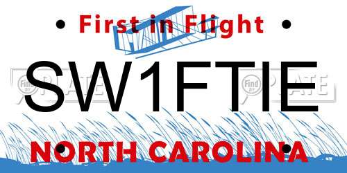 SW1FTIE North Carolina License Plate