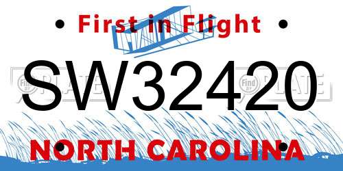 SW32420 North Carolina License Plate