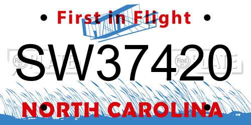 SW37420 North Carolina License Plate