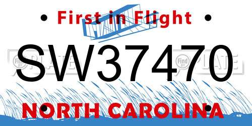 SW37470 North Carolina License Plate