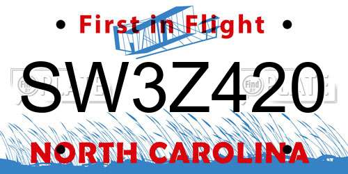SW3Z420 North Carolina License Plate