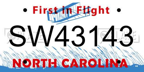 SW43143 North Carolina License Plate