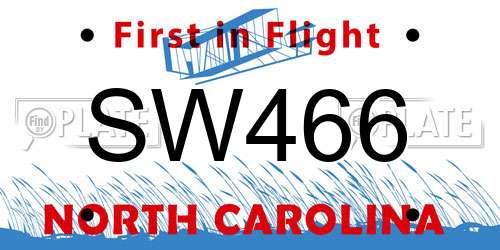 SW466 North Carolina License Plate