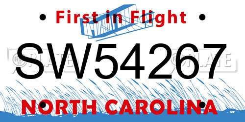 SW54267 North Carolina License Plate