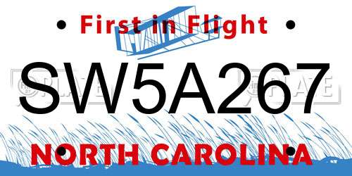 SW5A267 North Carolina License Plate