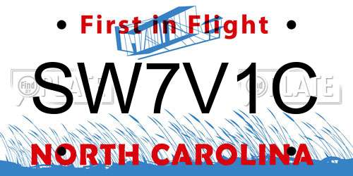 SW7V1C North Carolina License Plate