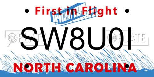 SW8U0I North Carolina License Plate