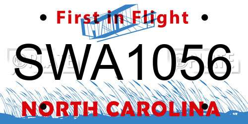 SWA1056 North Carolina License Plate