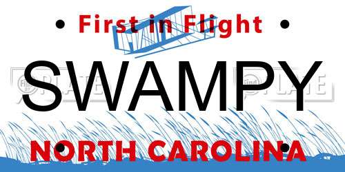SWAMPY North Carolina License Plate