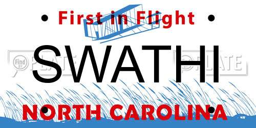 SWATHI North Carolina License Plate
