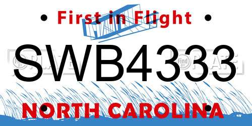 SWB4333 North Carolina License Plate