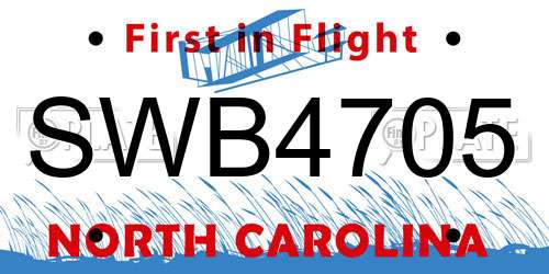 SWB4705 North Carolina License Plate