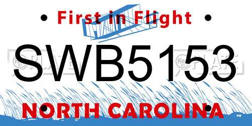 SWB5153 North Carolina License Plate