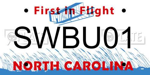 SWBU01 North Carolina License Plate