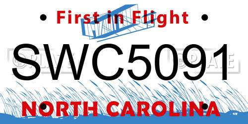 SWC5091 North Carolina License Plate
