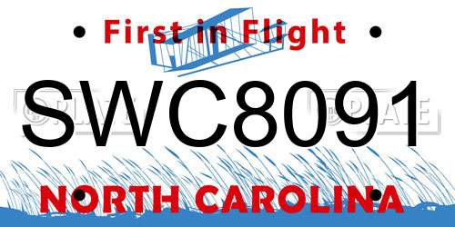 SWC8091 North Carolina License Plate