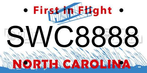 SWC8888 North Carolina License Plate