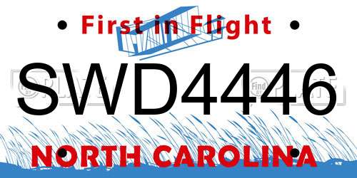 SWD4446 North Carolina License Plate