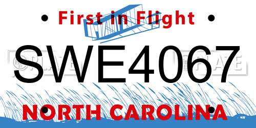 SWE4067 North Carolina License Plate