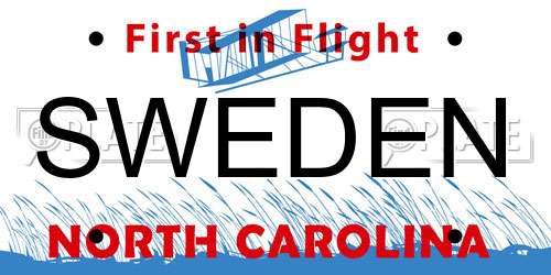 SWEDEN North Carolina License Plate