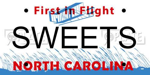 SWEETS North Carolina License Plate