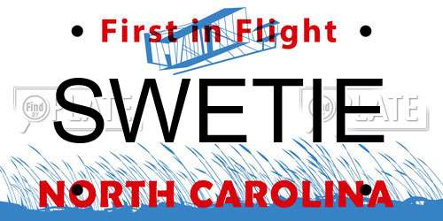 SWETIE North Carolina License Plate