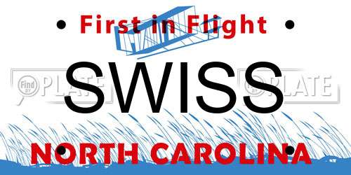 SWISS North Carolina License Plate