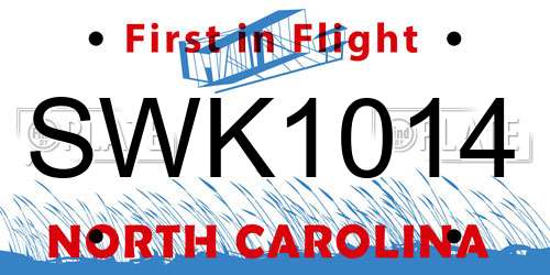 SWK1014 North Carolina License Plate