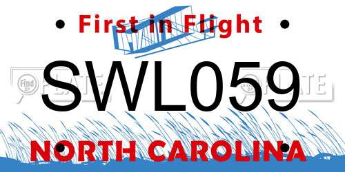 SWL059 North Carolina License Plate