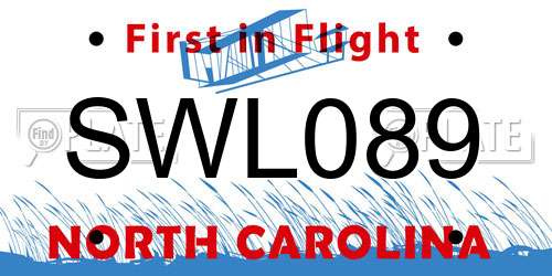 SWL089 North Carolina License Plate