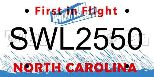 SWL2550 North Carolina License Plate
