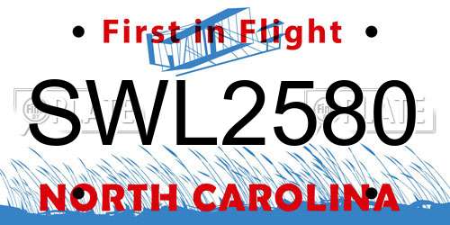 SWL2580 North Carolina License Plate