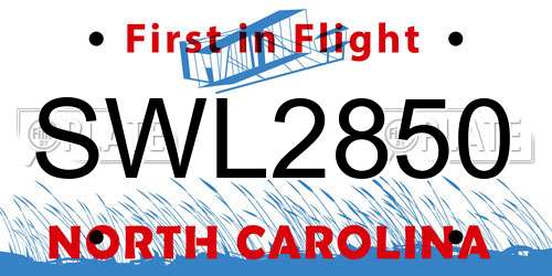 SWL2850 North Carolina License Plate