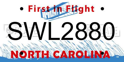 SWL2880 North Carolina License Plate