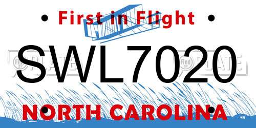 SWL7020 North Carolina License Plate
