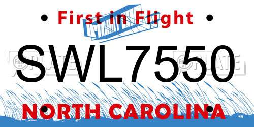 SWL7550 North Carolina License Plate