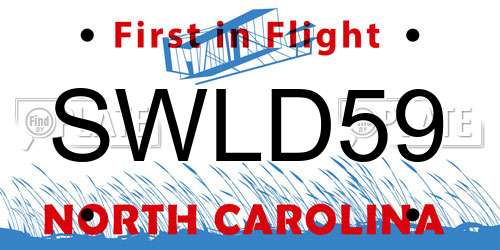 SWLD59 North Carolina License Plate