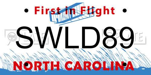 SWLD89 North Carolina License Plate