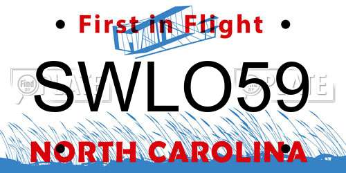 SWLO59 North Carolina License Plate