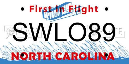 SWLO89 North Carolina License Plate