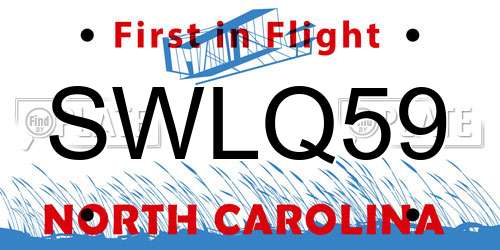 SWLQ59 North Carolina License Plate