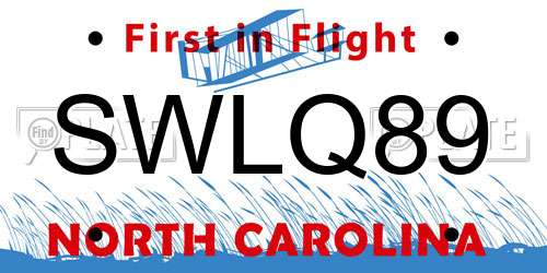 SWLQ89 North Carolina License Plate