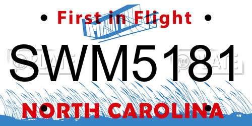 SWM5181 North Carolina License Plate