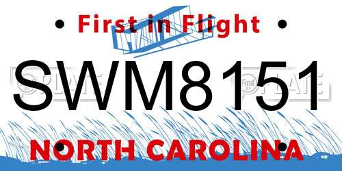 SWM8151 North Carolina License Plate