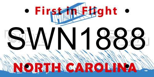 SWN1888 North Carolina License Plate