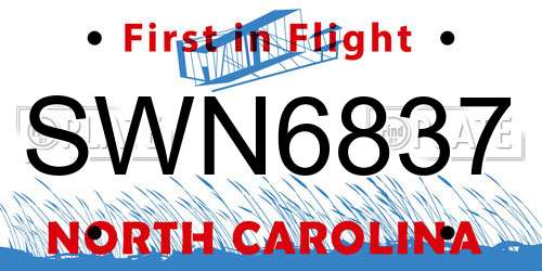 SWN6837 North Carolina License Plate