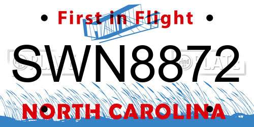 SWN8872 North Carolina License Plate
