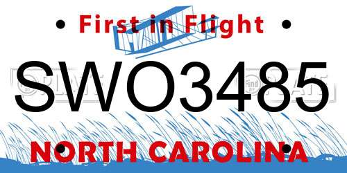 SWO3485 North Carolina License Plate